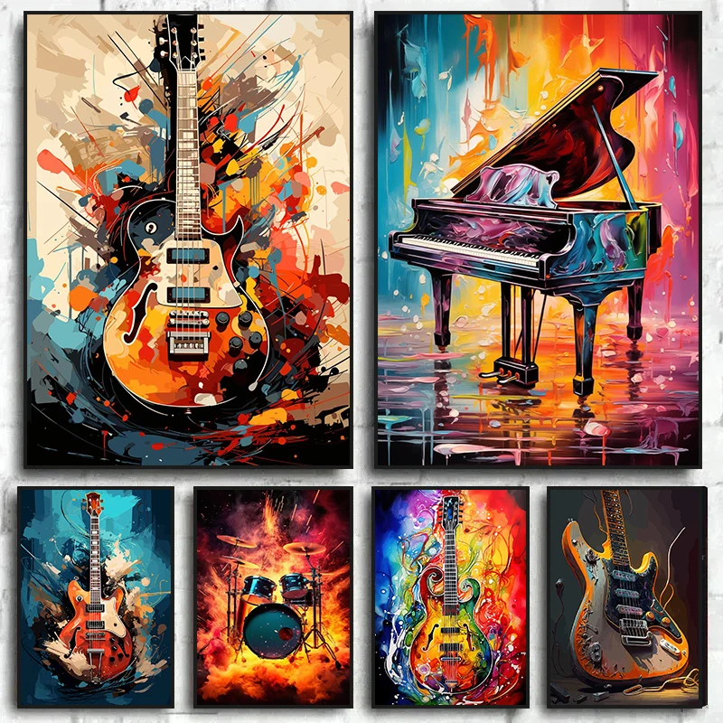 Musical Instrument Art - Абстрактные красочные постеры с музыкальными инструментами: