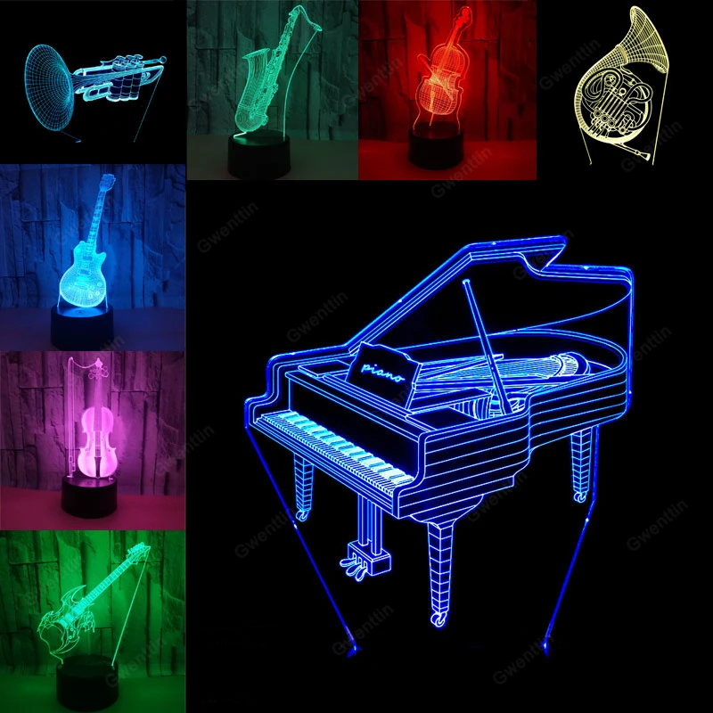 Musical Instrument No Touch - Ночсветильник с 3D иллюзией, светодиодный, USB,
